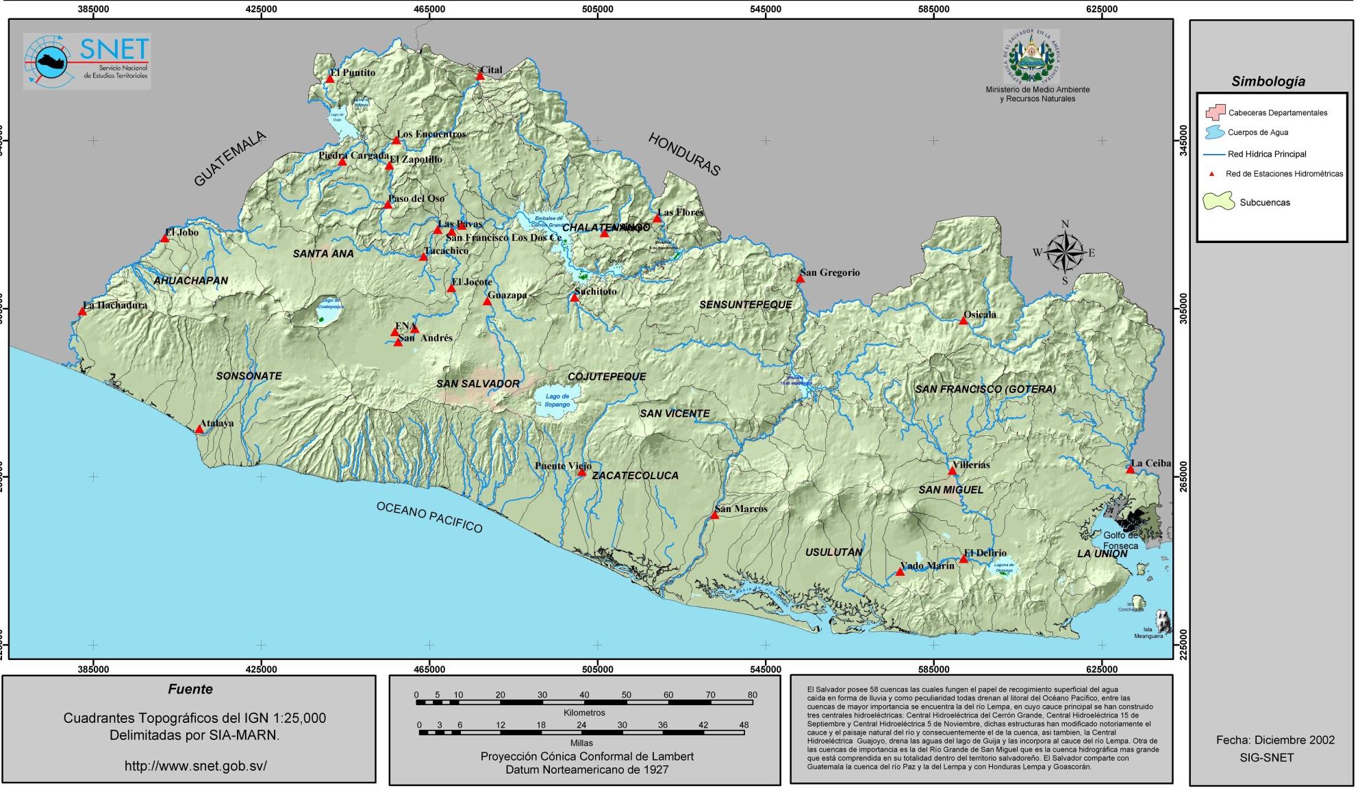 El Salvador Hydrological Map