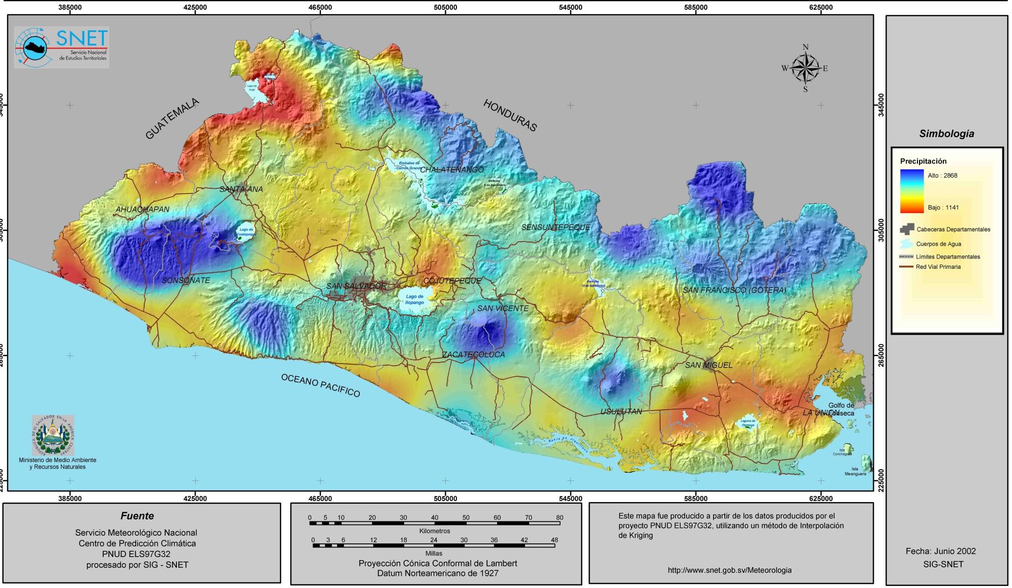 El Salvador Rainfall Map