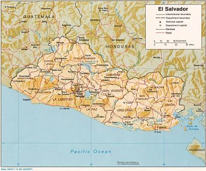 El Salvador Shaded Relief Map