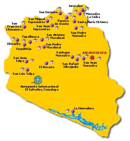 La Paz Departamento Map, El Salvador