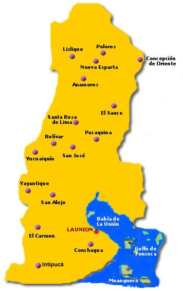 La Unión Departamento Map, El Salvador