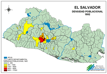 Mapa Densidad Poblacional de El Salvador