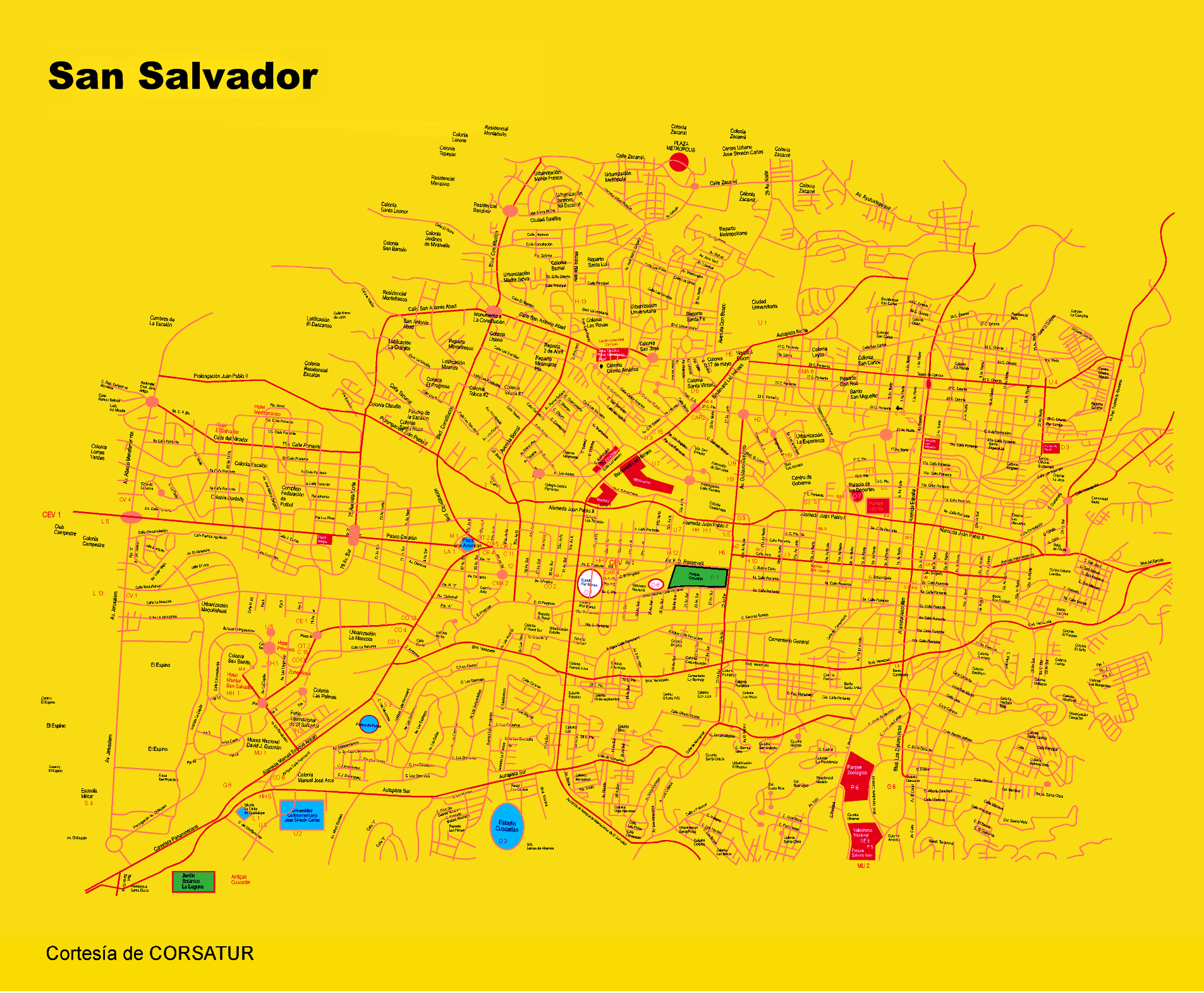 San Salvador Map, El Salvador