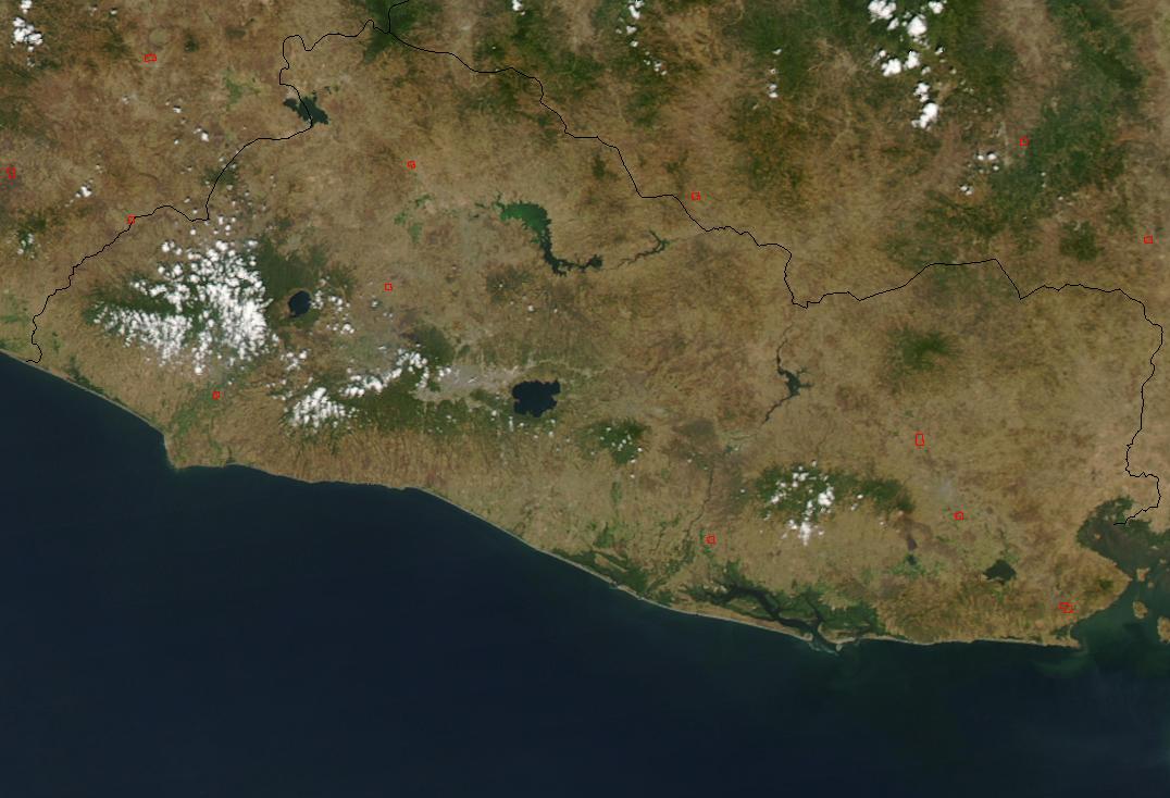 Satellite Image, Photo of El Salvador, Central America