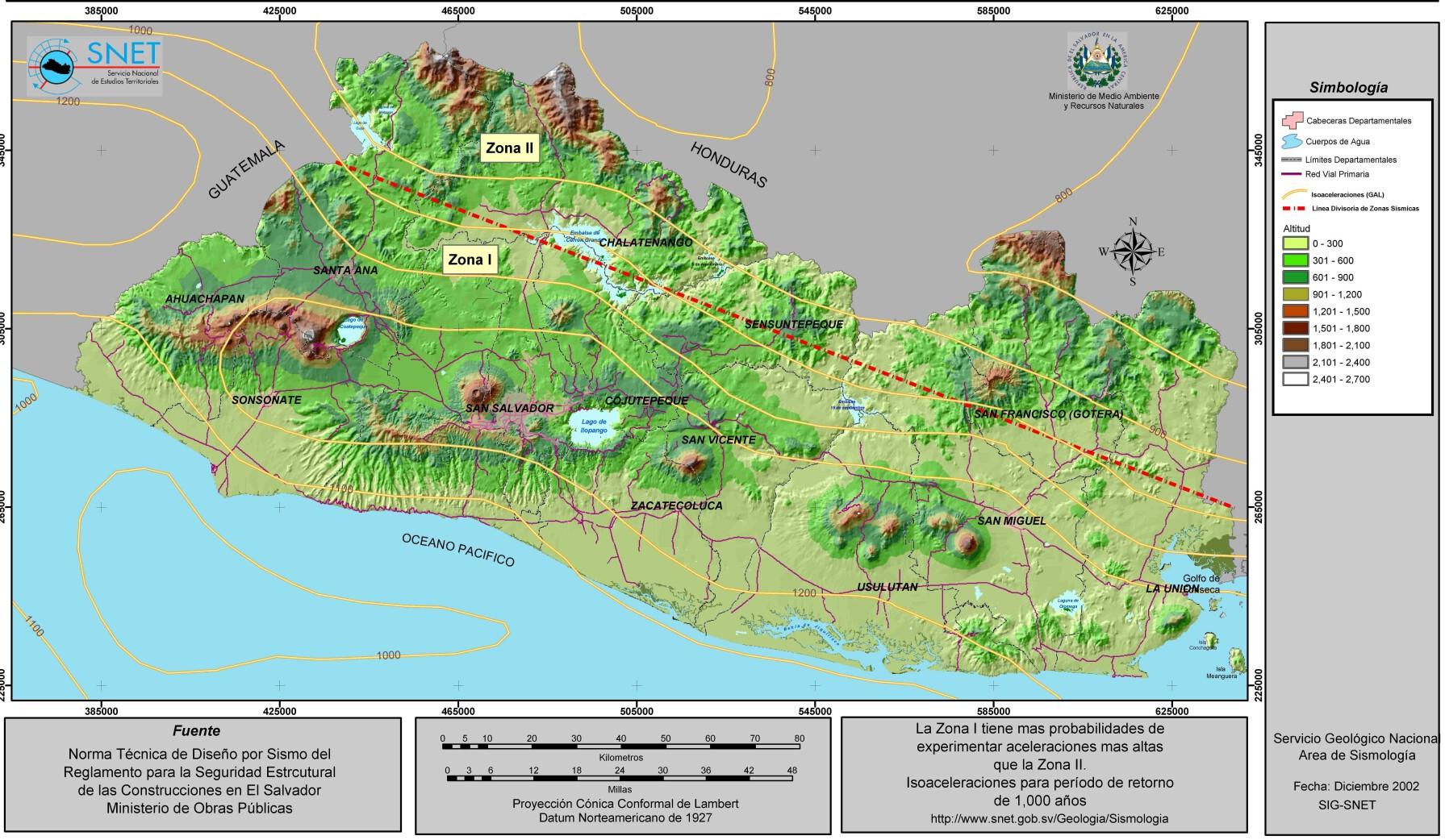 Seismicity Map, El Salvador