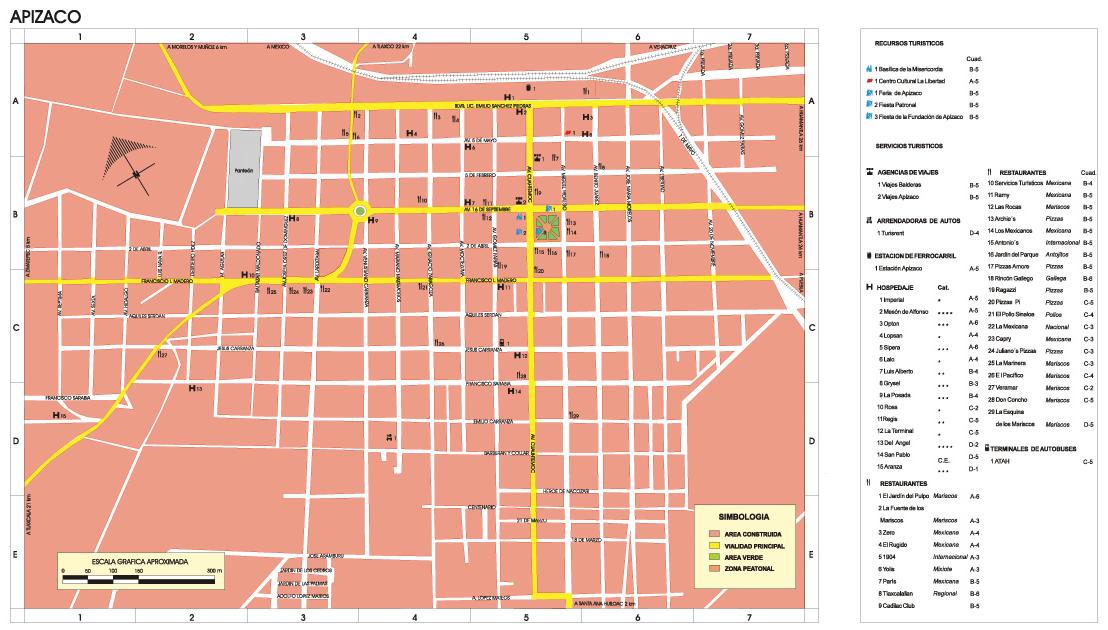 Apizaco Map, Tlaxcala, Mexico