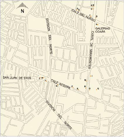 Carte du Canal de Miramontes (Sud), Mexico D.F.