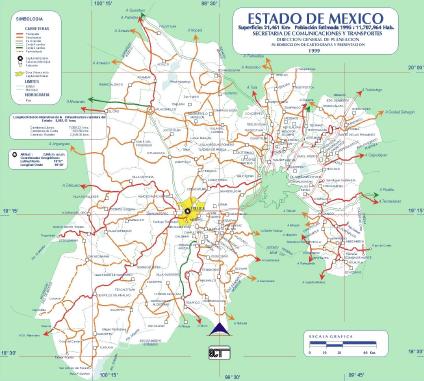 Carte de l'État de Mexico, Mexique