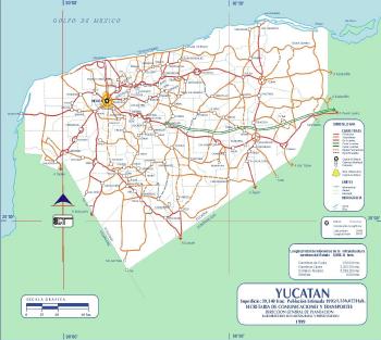 Carte de l'État du Yucatan, Mexique