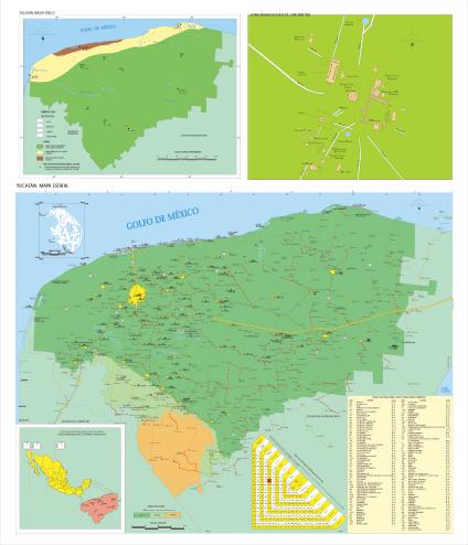 Carte de l'État de Yucatán, Mexique