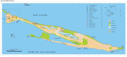 Carte Isla Mujeres, Quintana Roo, Mexique