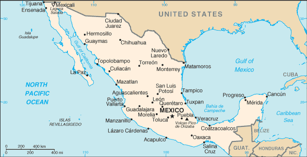 Carte Petite Échelle du Mexique