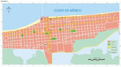 Carte de Progreso, Yucatán, Mexique