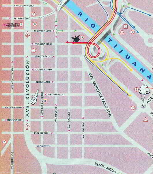 Carte de Tijuana (Centre), Basse Californie du Nord, Mexique
