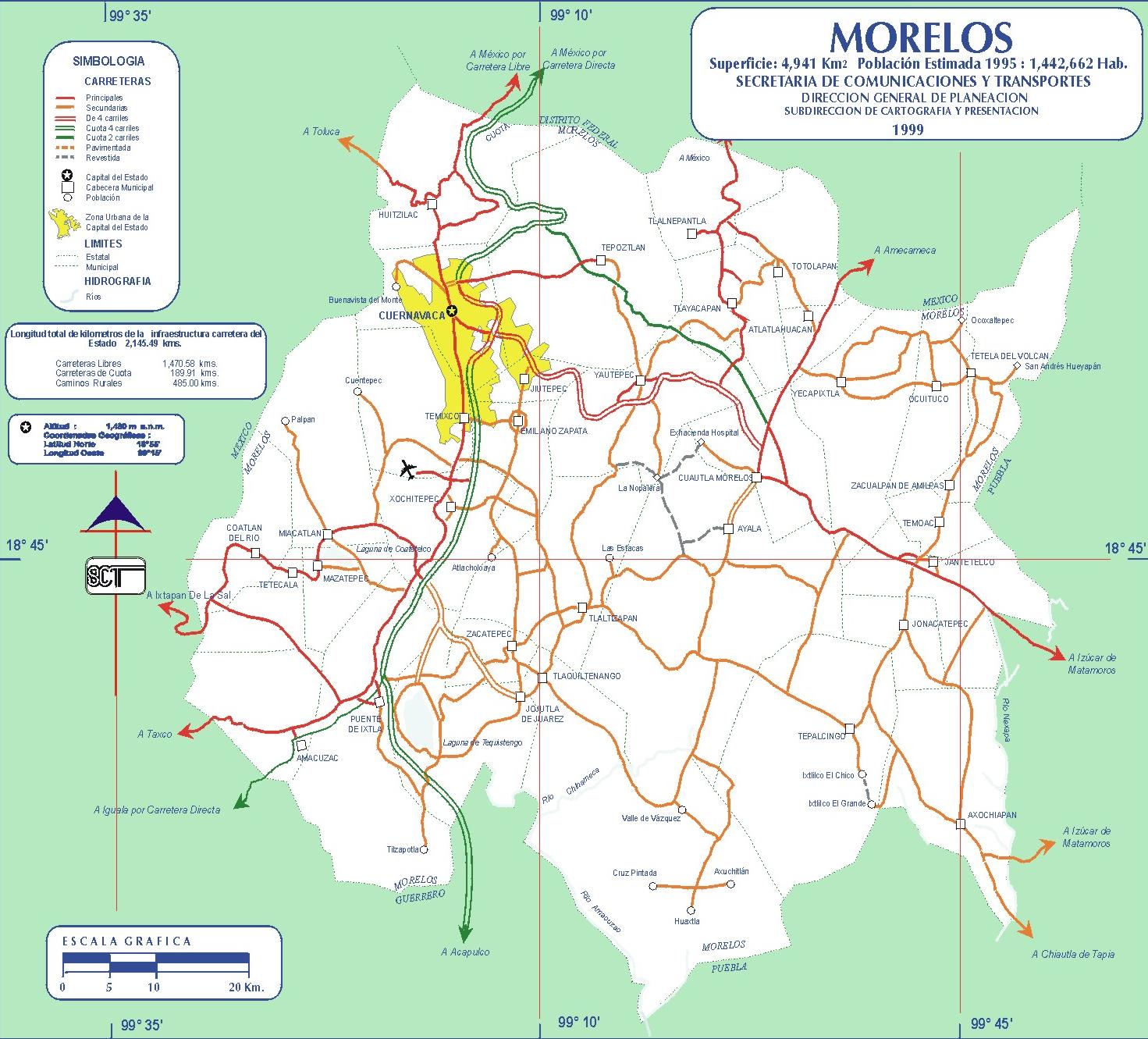 Map of Morelos (State), Mexico