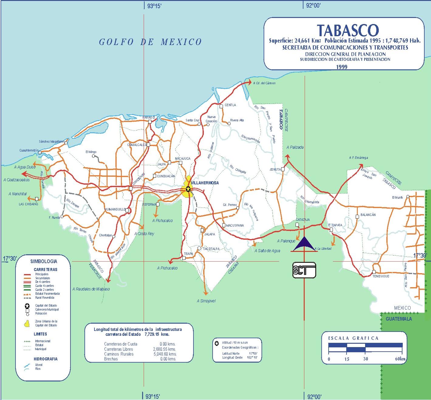 Map of Tabasco (State), Mexico Map of Tabasco (State), Mexico