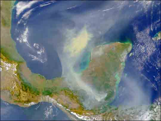 Photo, Image et Carte Satellite de la Péninsule du Yucatan, Mexique