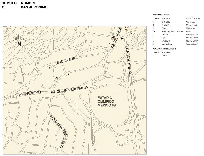 San Jeronimo Map, Mexico D.F.