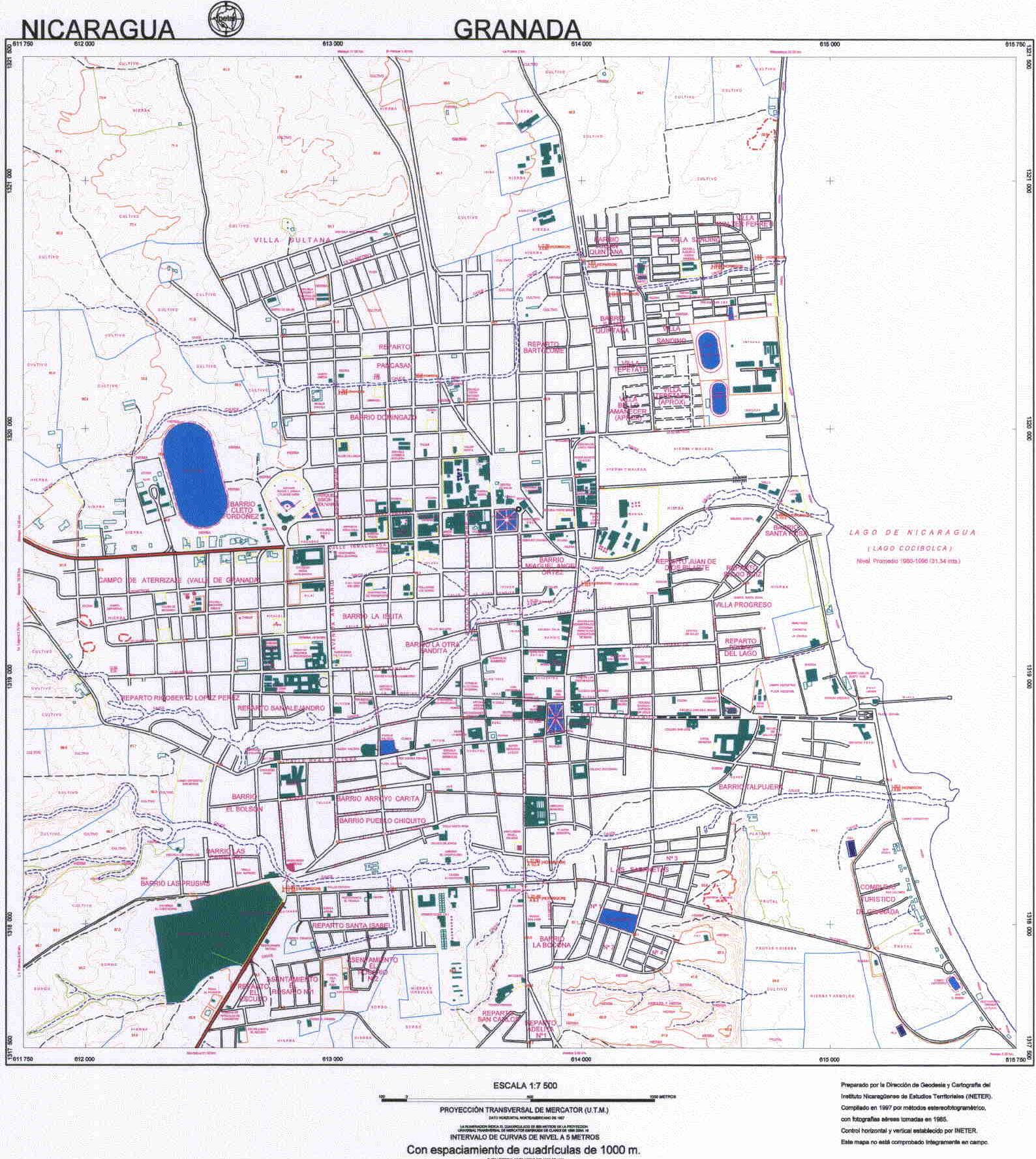 Granada City Detailed Map, Nicaragua