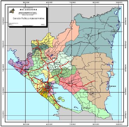 Mapa de Departamentos de Nicaragua