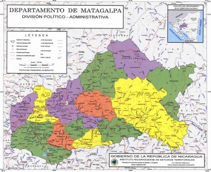 Mapa, División Político-Administrativa, Departamento de Matagalpa, Nicaragua