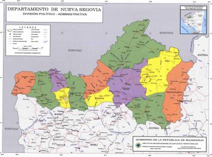 Mapa, División Político-Administrativa, Departamento de Nueva Segovia, Nicaragua