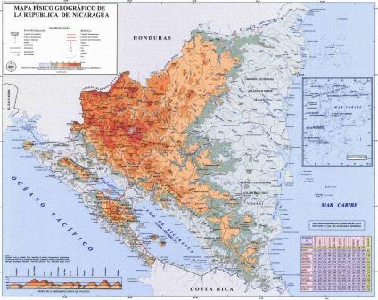 Mapa Físico Geográfico de Nicaragua