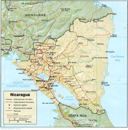 Nicaragua Shaded Relief Map