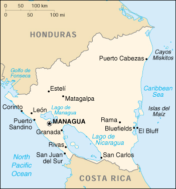 Nicaragua Small Scale Map