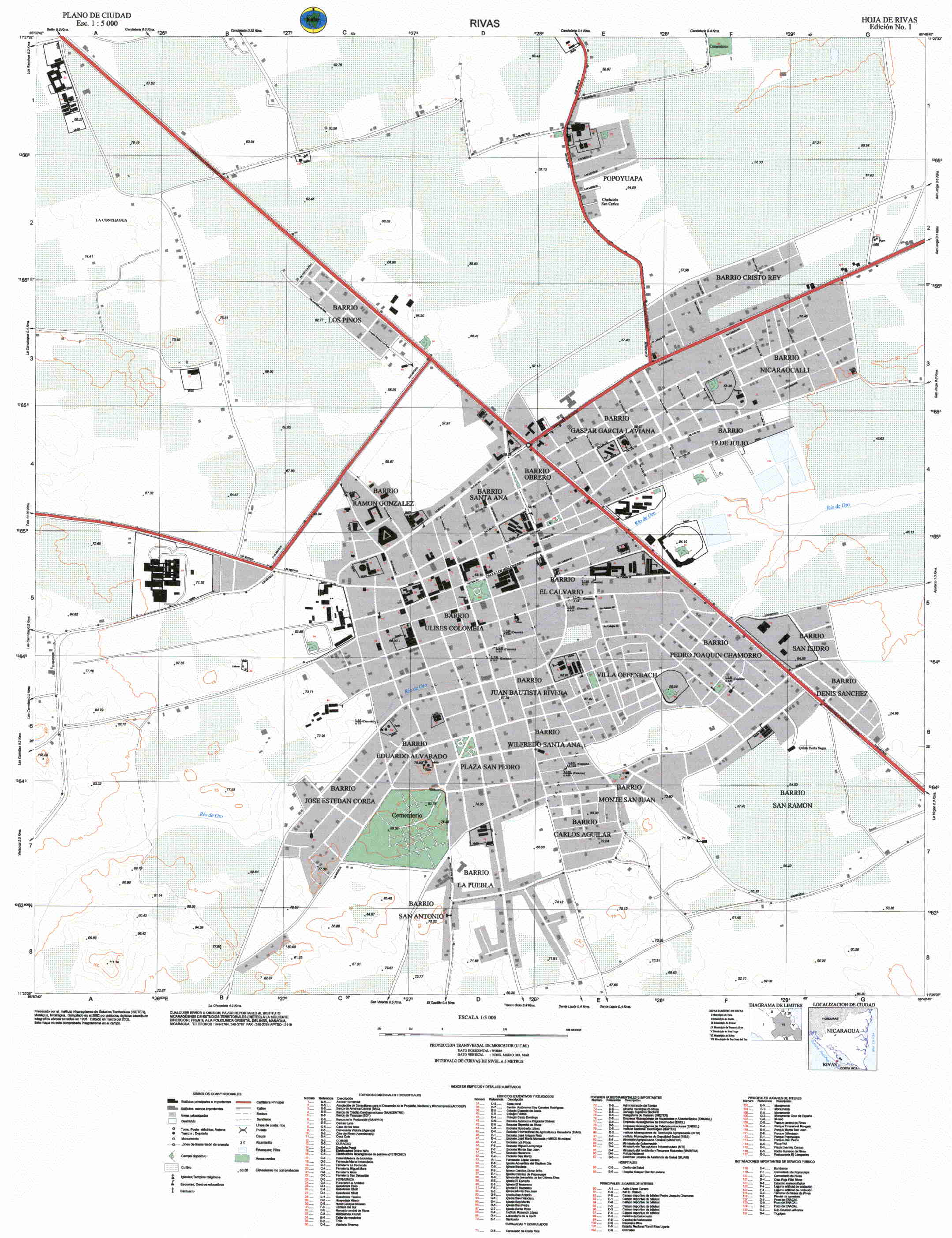 Rivas City Detailed Map, Nicaragua