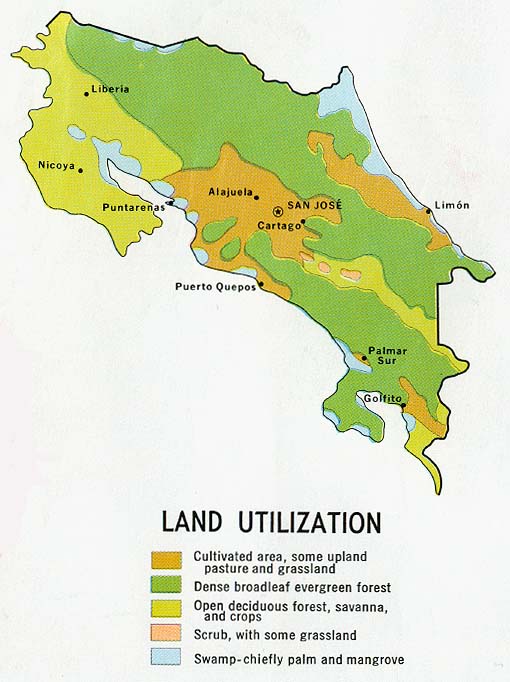 Costa Rica Land Utilization and Vegetation Map