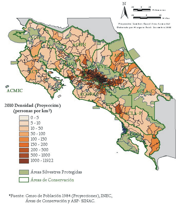 Costa Rica Population Density Map
