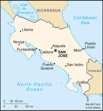 Costa Rica Small Scale Map