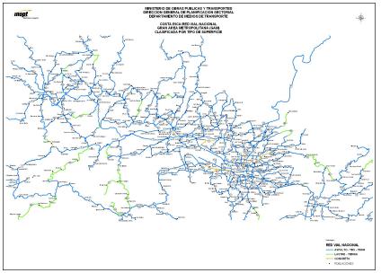 Greater San Jose Roads, Type of Surface Map, Costa Rica