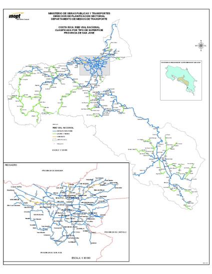 Mapa de Carreteras la Provincia de San José, Costa Rica