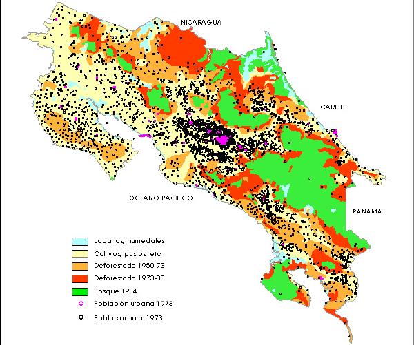 Population and Deforestation Map, Costa Rica