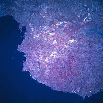 Satellite Image, Photo of the Tempisque River Basin, Costa Rica