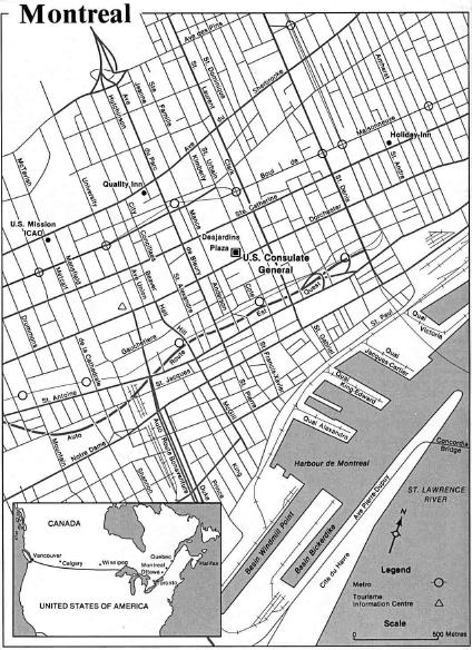 Montreal Downtown Map, Quebec