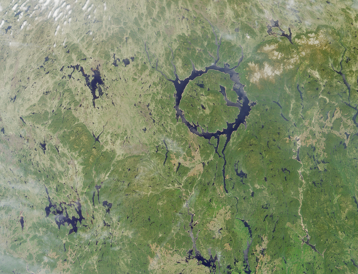 Photo, Image et Carte Satellite du Lac Manicouagan, Nord du Québec