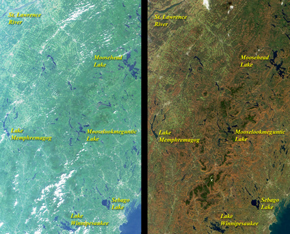 Photo, Image et Carte Satellite de la Région du Lac Memphrémagog, Sud Est du Québec