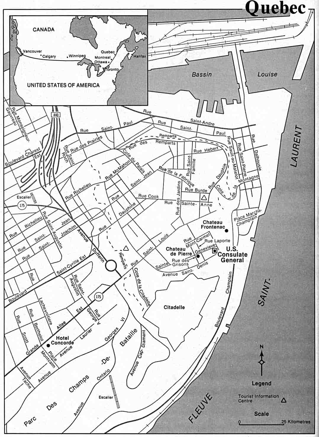 Quebec City Downtown Map, Quebec