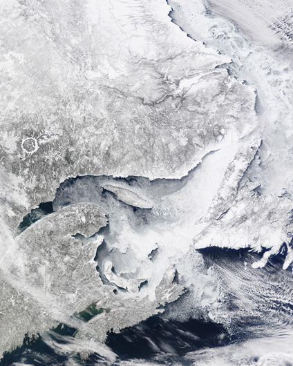 Satellite Image, Photo of Quebec and Eastern Canada