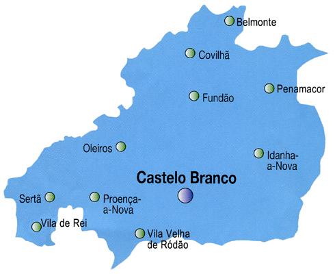 Mapa do Distrito de Castelo Branco, Portugal Mapa do Distrito de Castelo Branco, Portugal