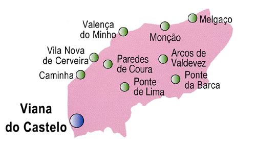 Mapa do Distrito de Viana do Castelo, Portugal Mapa do Distrito de Viana do Castelo, Portugal